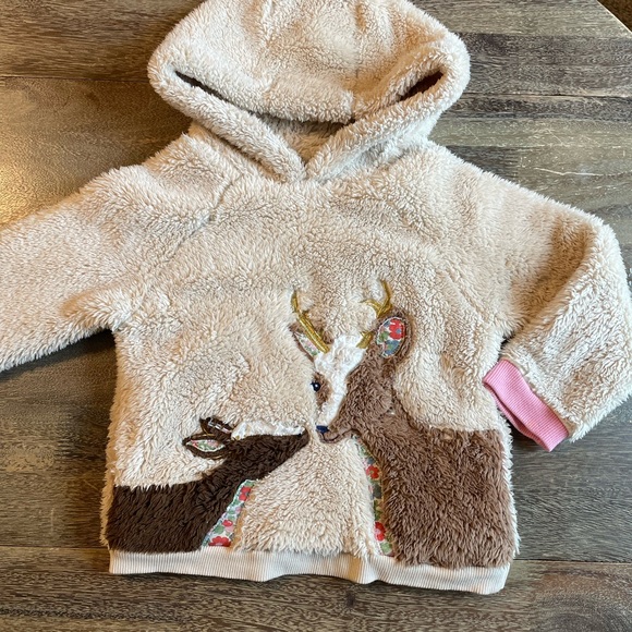 SOLD Mini Boden | Fuzzy Hoodie Dear Appliqué Sweater | 110cm 4-5 years - Picture 2 of 8